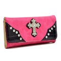 Gold Rush Gold Rush WC99-FU Western Rhinestone Cross Accent Wallet - Fuchsia WC99-FU